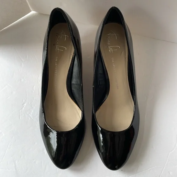 Franco Sarto shoes size 10 black patent leather wedge - Picture 6 of 10